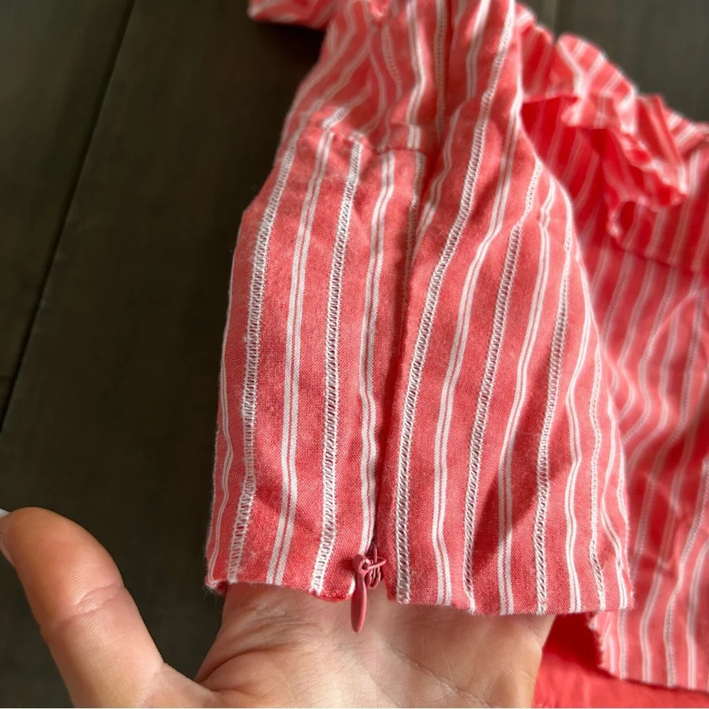 Free People Young Love Coral Striped Crop Top - Picture 5 of 6